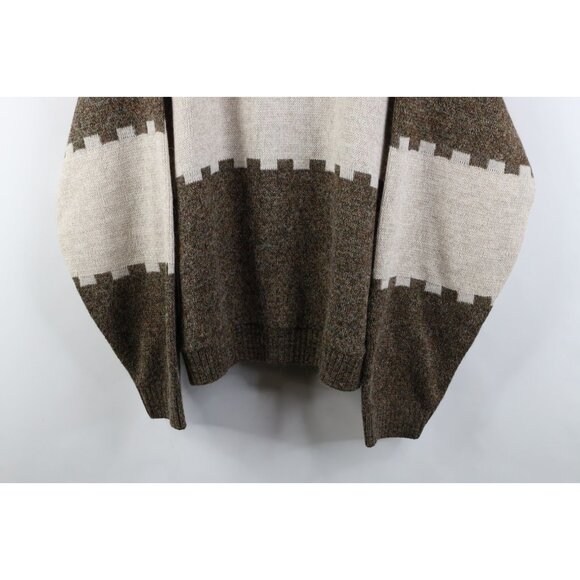 Vtg 90s Streetwear Mens Large Alpaca Wool Blend Knit Collared Sweater Earth Tone - Picture 3 of 11